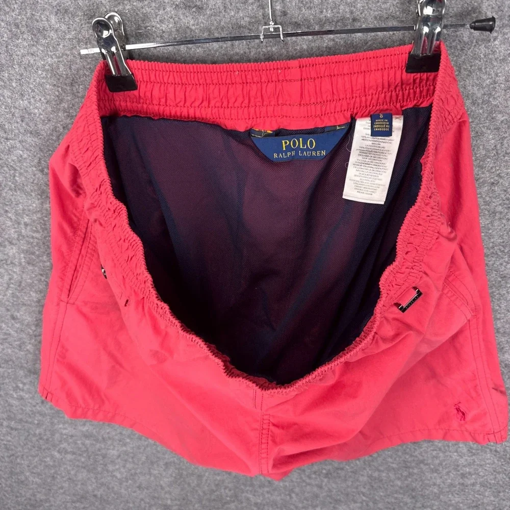 Polo Ralph Lauren Swim Shorts Large Red Nylon Mesh Lined Pony Logo Trunks